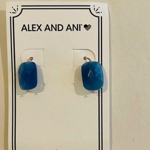 Alex and Ani Denim blue Quartz Earrings, rose gold, drop, dangle